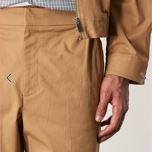 BRAND NEW W34 ASOS cotton rich smart pants trousers in camel with elastic waist - Picture 4 of 4